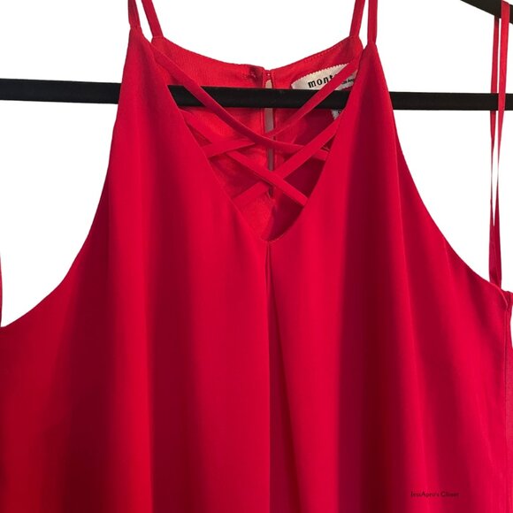 Monteau Los Angeles Red Cross Cross Lightweight Dress Size Small - Picture 3 of 8
